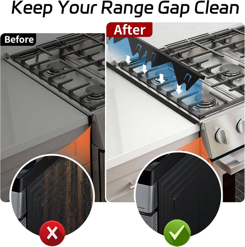 Cleaneat Stainless Steel Stove Gap Covers (2 Pack), Stove Gap Filler, Stove Counter Gap Guards for Kitchen, Range Trim Kit, Easy Clean with Heat Resistant, Adjustable Length 13.8” to 27.6”, Width 0.79" - Image 2